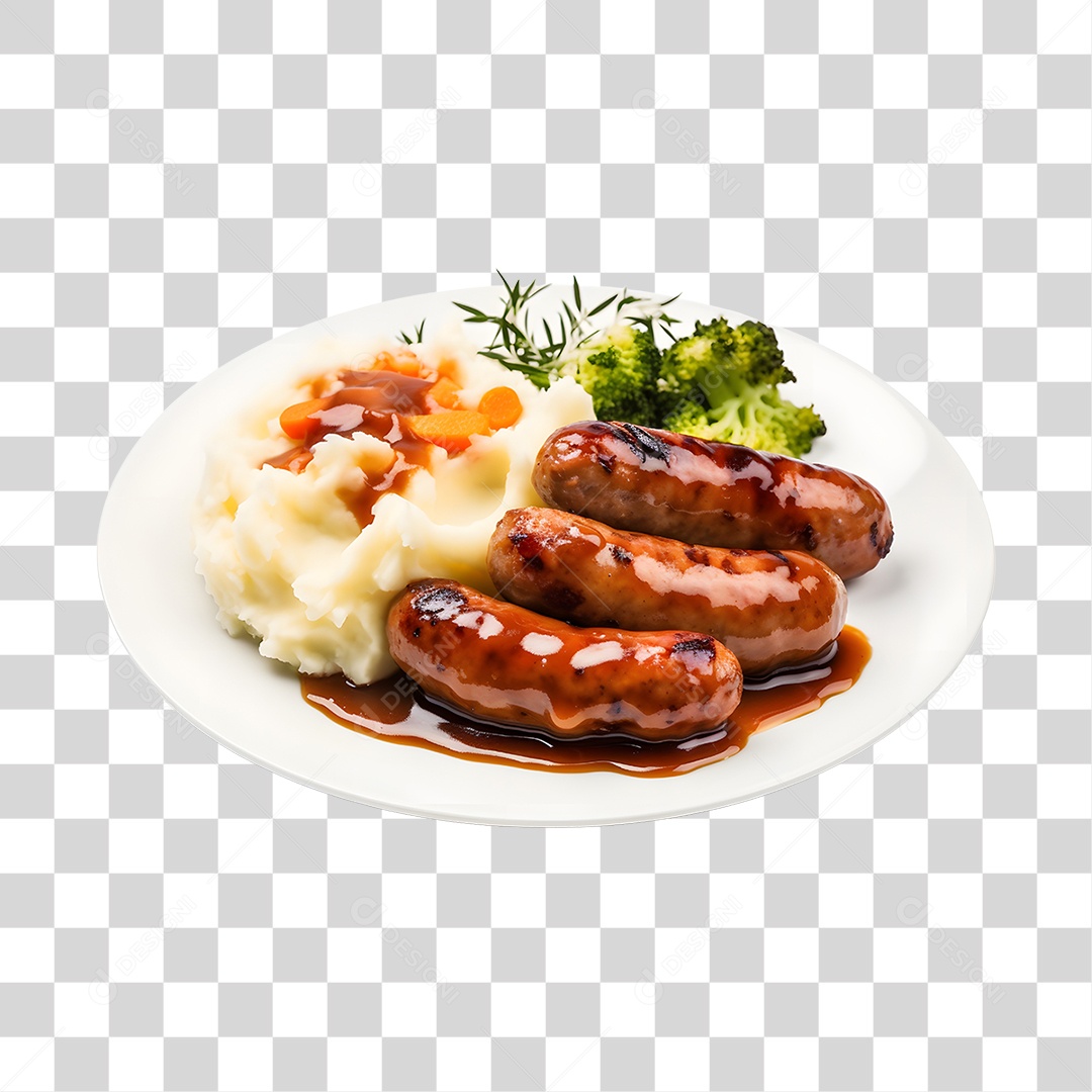 Prato de comida Bangers and mash PNG Transparente
