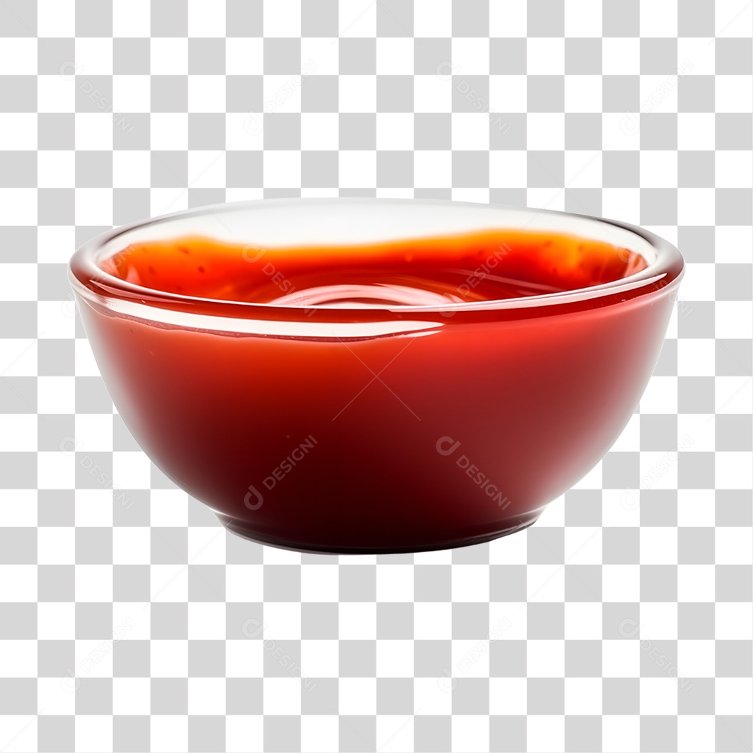 Ketchup sobre tigela PNG Transparente