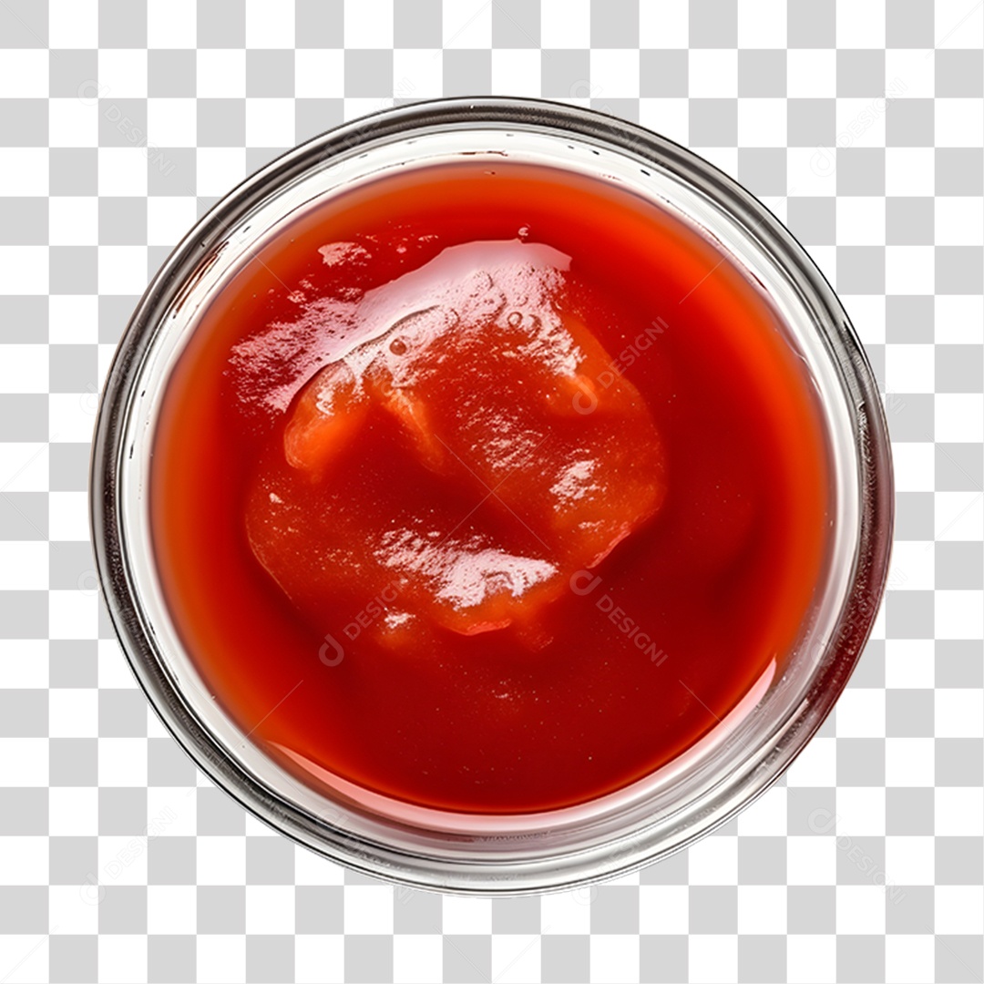 Ketchup sobre tigela PNG Transparente