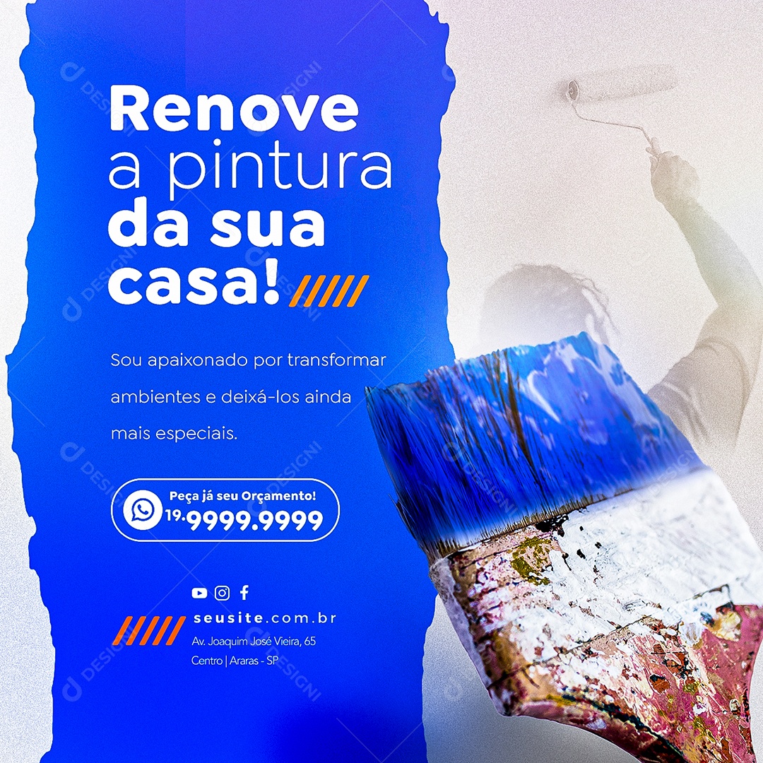 Renove A Pintura Da Sua Casa Pintor Social Media PSD Editável