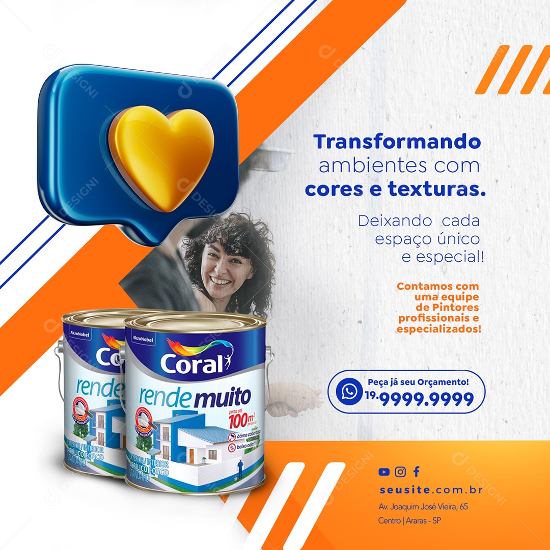 Transformando Ambientes Com Cores e Texturas Pintor Social Media PSD Editável