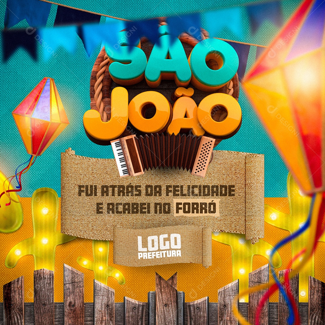 Fui Atrás Da Felicidade e Acabei No Forró São João Social Media PSD Editável