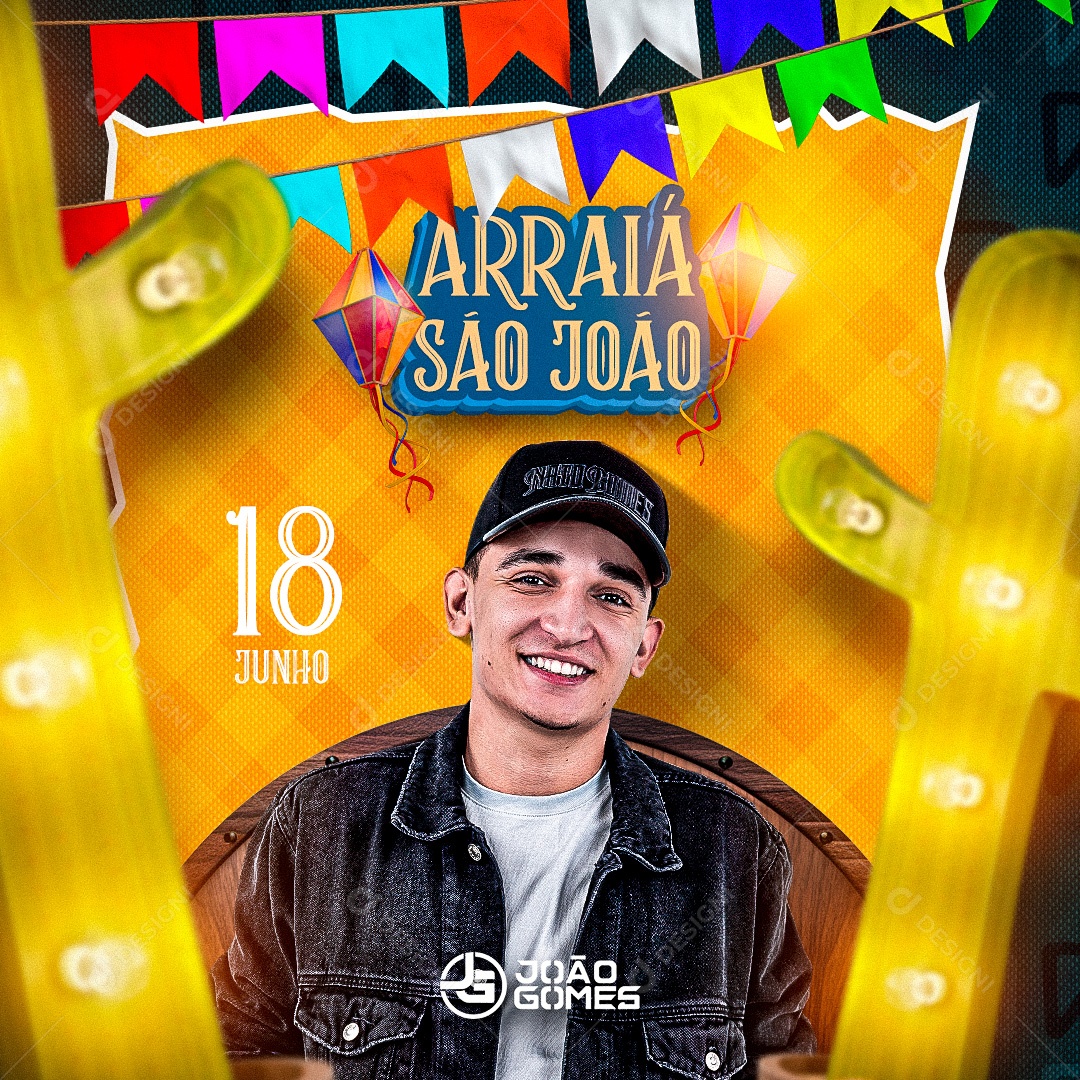 Arraiá São João Flyer João Gomes Social Media PSD Editável