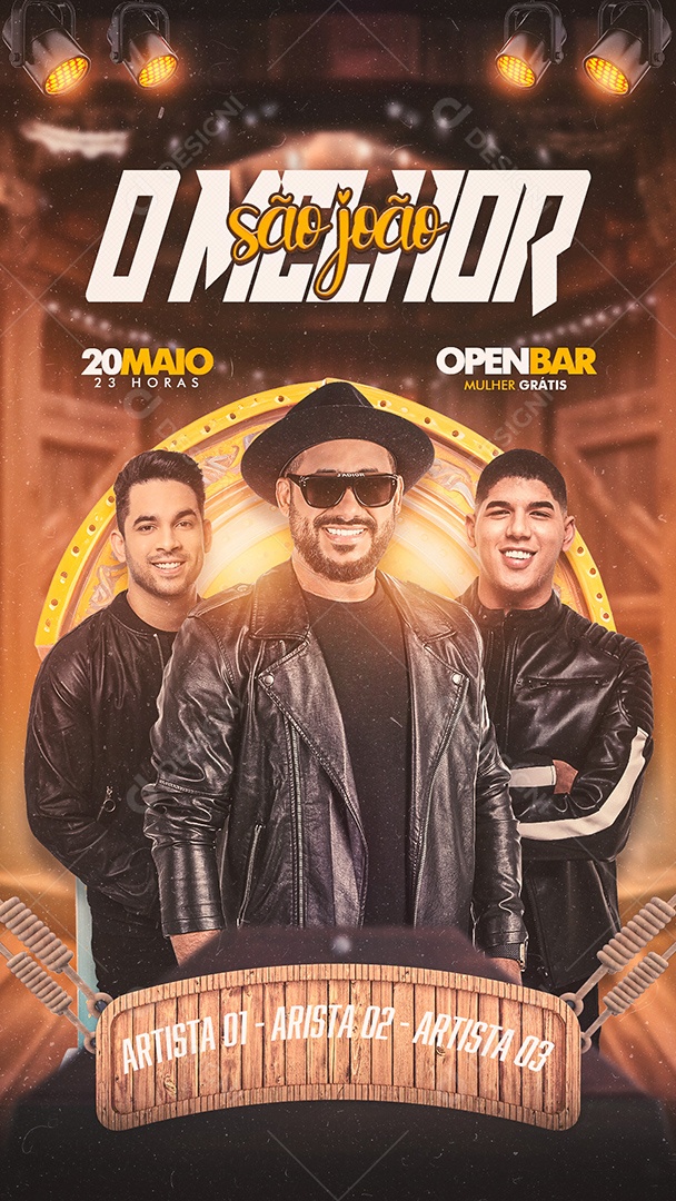 Story O Melhor São João Open Bar Flyer Social Media PSD Editável
