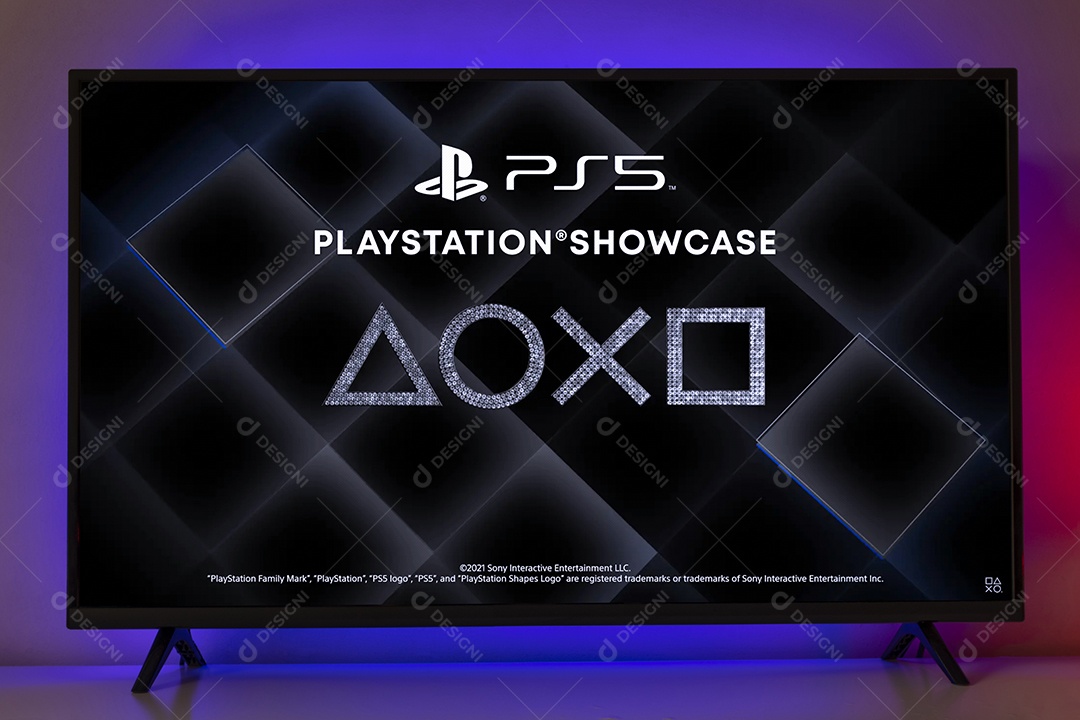 Logotipo da apresentação do Playstation na tela da TV