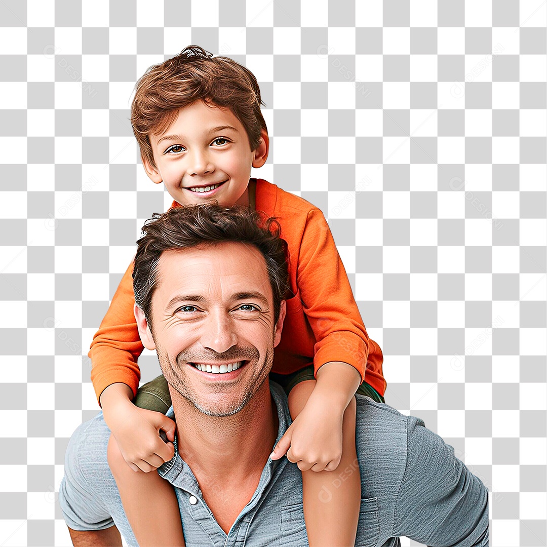 Pai e Filho Sorrindo PNG Transparente