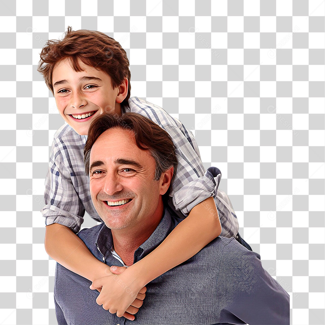 Pai e Filho Sorrindo PNG Transparente