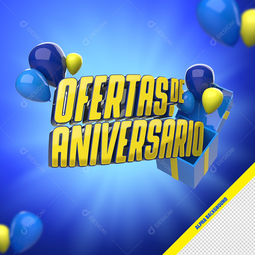 Texto 3D Ofertas De Aniversario Balões Para Composição PSD