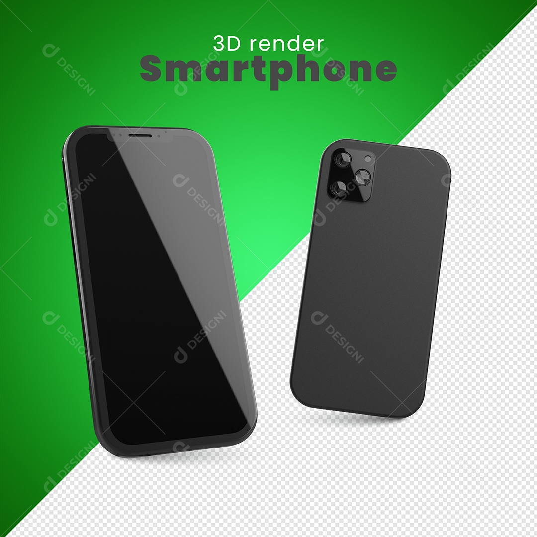 Smartfone Preto Iphone Elemento 3D Para Composição PSD