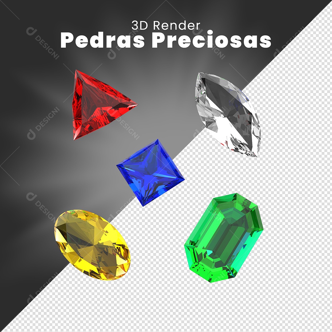 Pedras Preciosas Elemento 3D Para Composição PSD