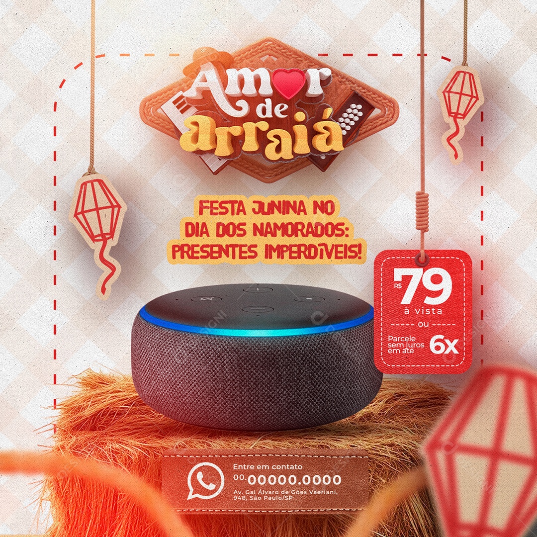 Campanha Publicitária Amor De Arraiá Festa Junina No Dia Dos Namorados Eletrônicos Social Media PSD Editável