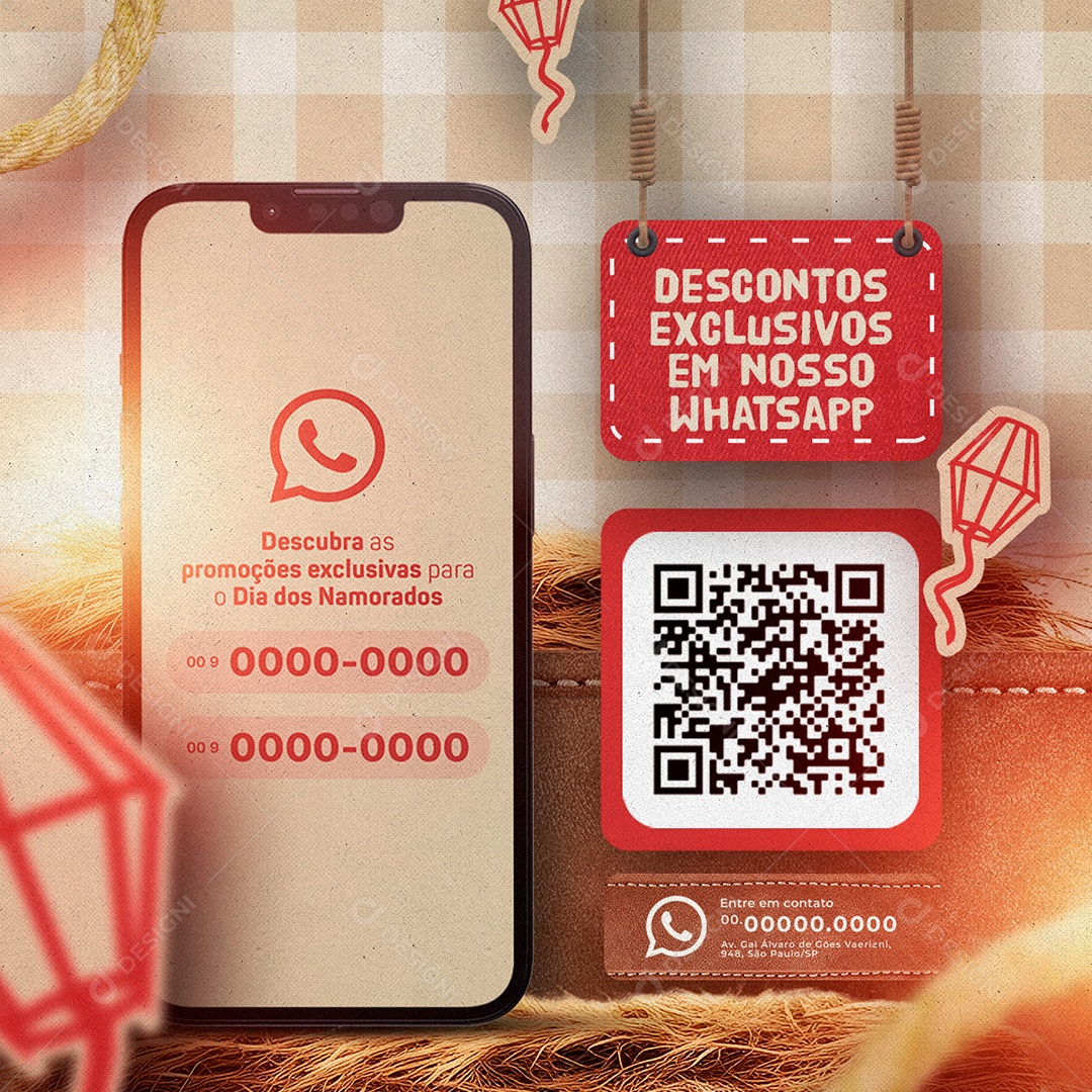 Campanha Publicitária Amor De Arraiá Descontos Exclusivos Social Media PSD Editável