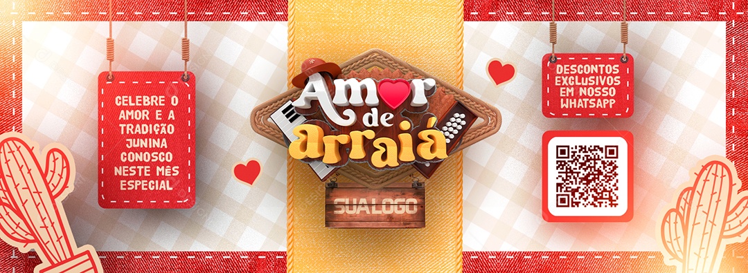Campanha Publicitária Arraiá Namorados Amor De Arraiá Social Media PSD Editável