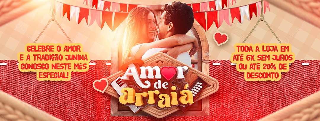 Campanha Publicitária Arraia Namorados Outdoor Amor De Arraiá Social Media PSD Editável