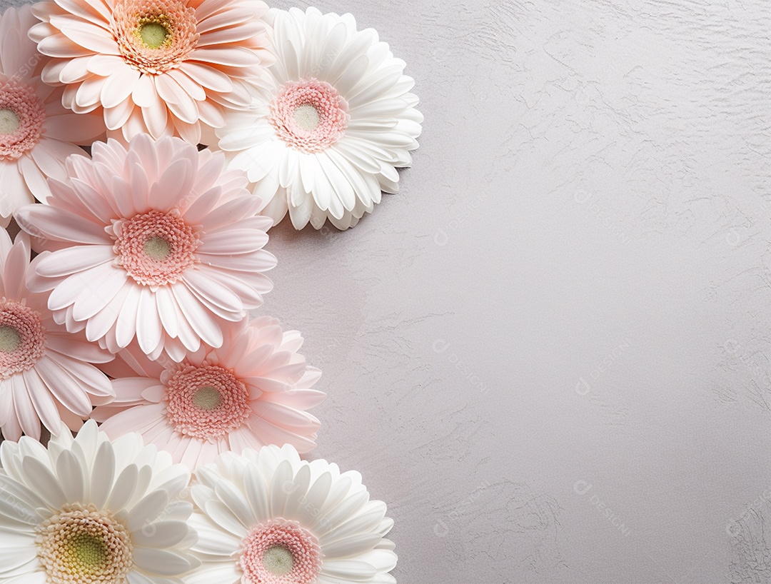 Fundo de flores rosas e brancas