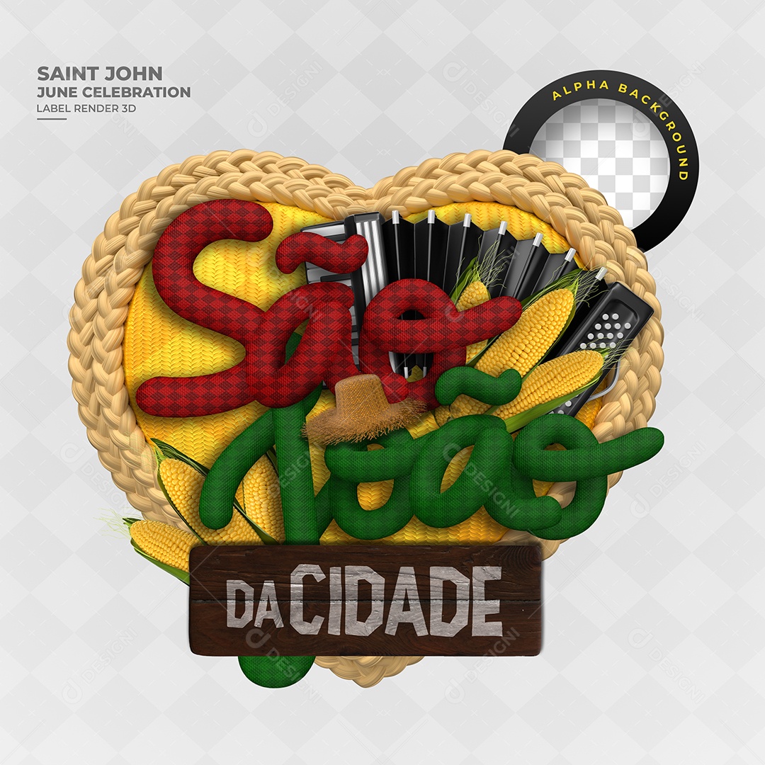 Selo 3D São João da Cidade Para Composição PSD