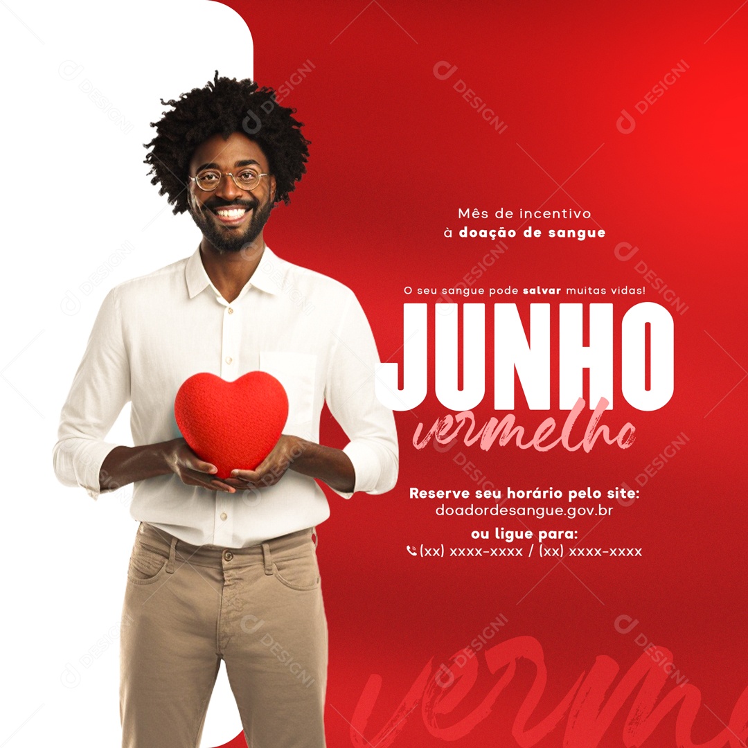 Mês De Incentivo A Doação De Sangue Junho Vermelho Social Media PSD Editável