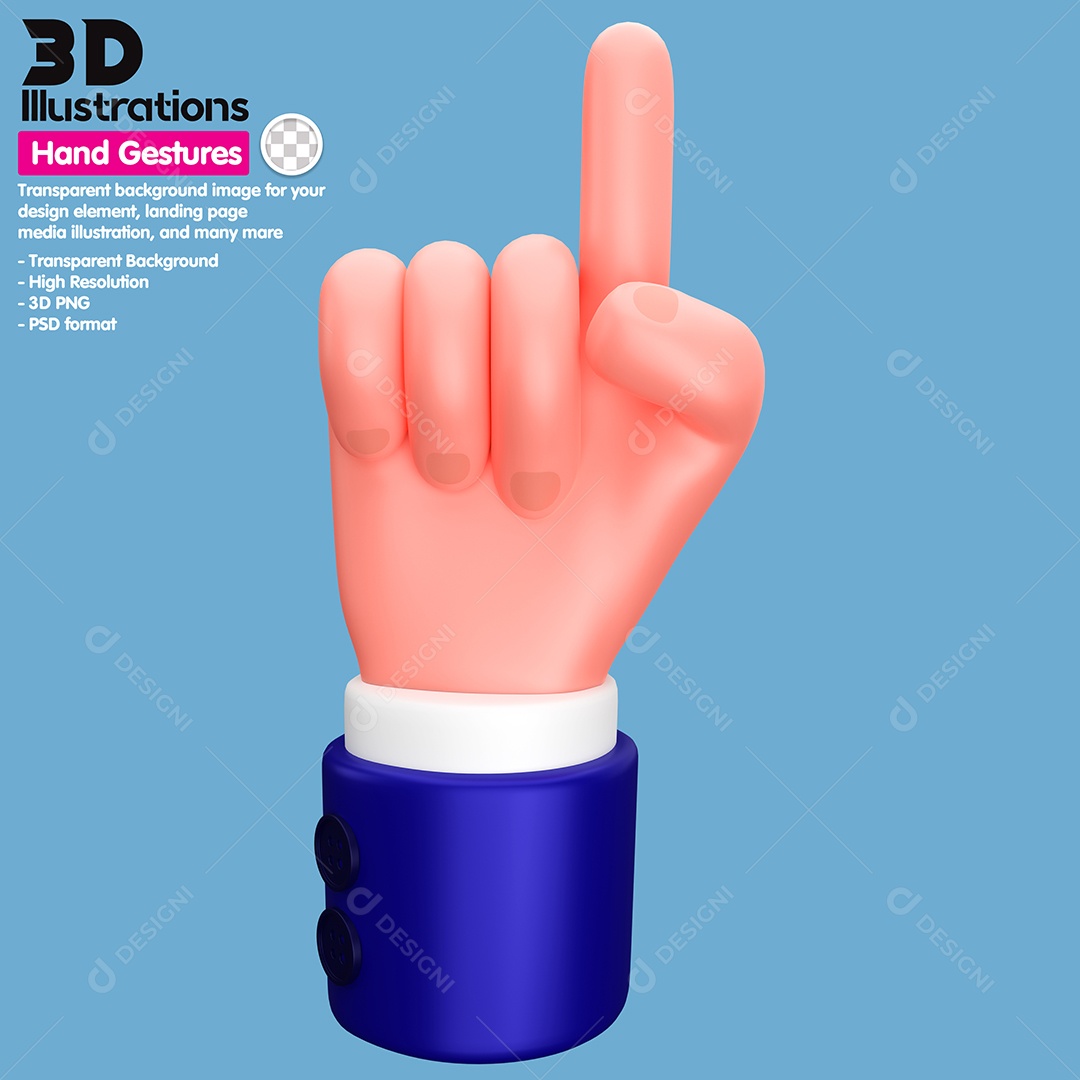 Dedo Apontado Para Cima Elemento 3D Para Composição PSD