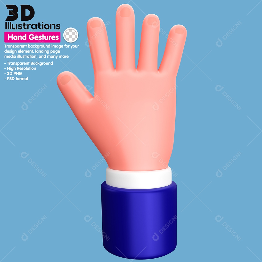 Palma Da Mão Elemento 3D Para Composição PSD
