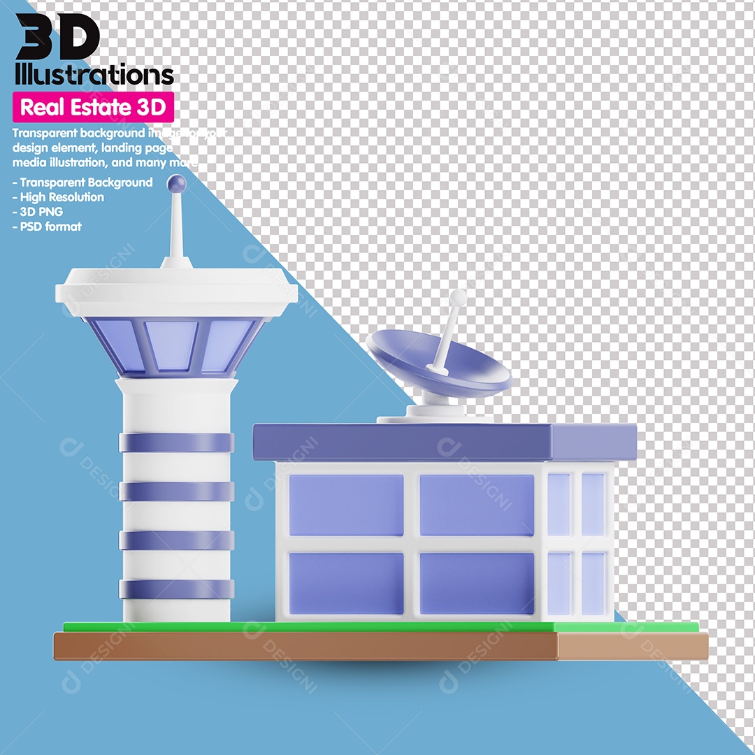 Torre De Controle Elemento 3D Para Composição PSD