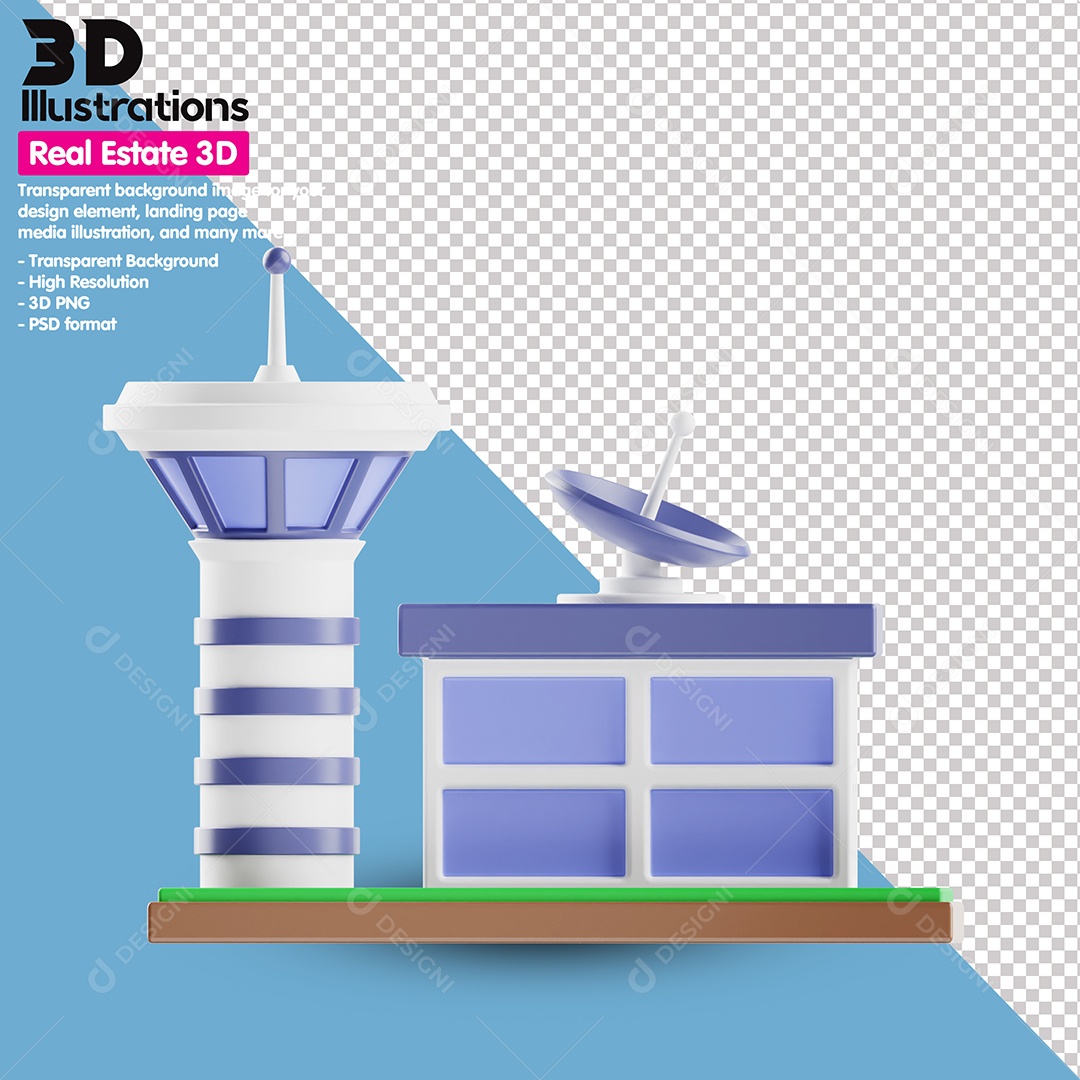 Torre De Controle Elemento 3D Para Composição PSD