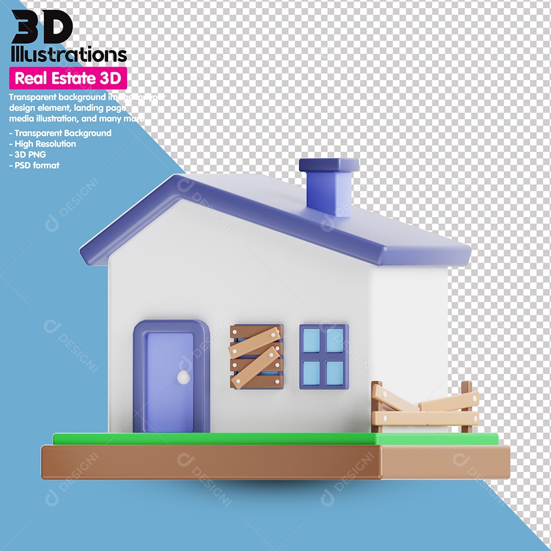 Imóvel  Elemento 3D Para Composição PSD