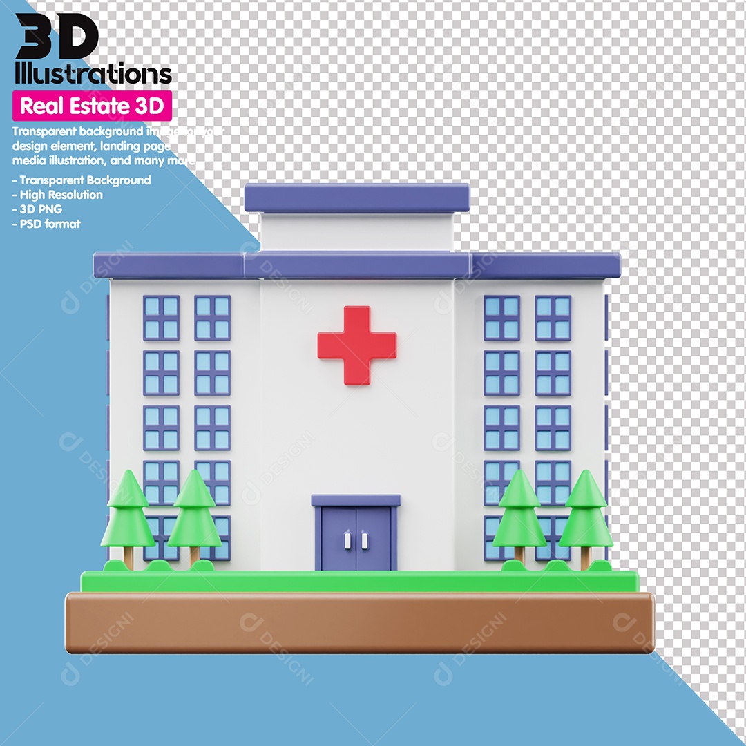 Hospital Elemento 3D Para Composição PSD