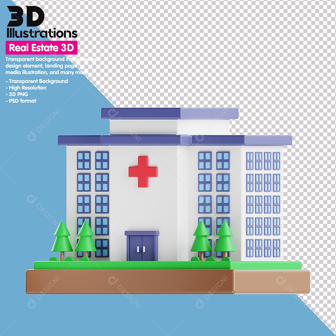 Hospital Elemento 3D Para Composição PSD