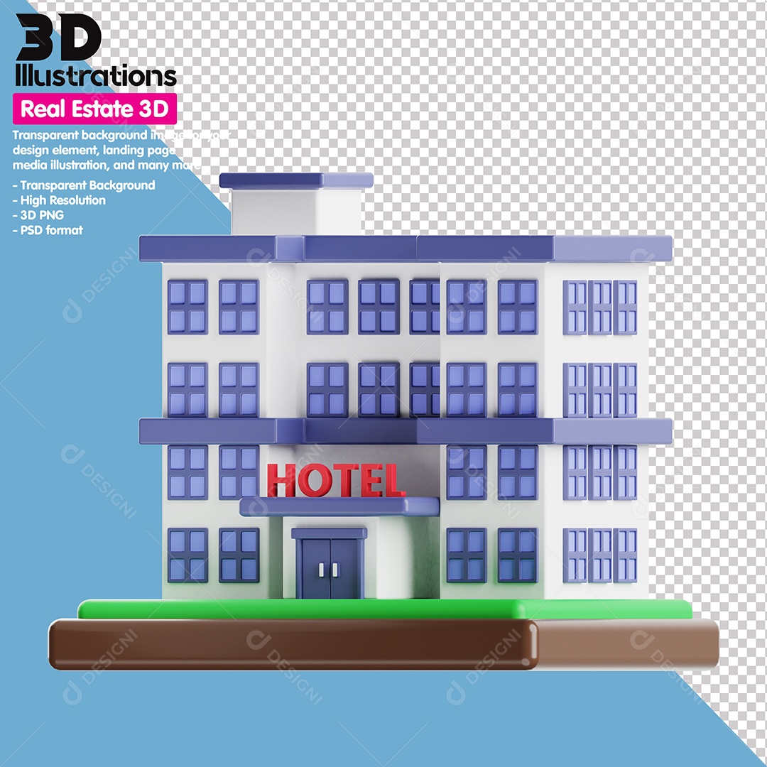 Hotel Elemento 3D Para Composição PSD