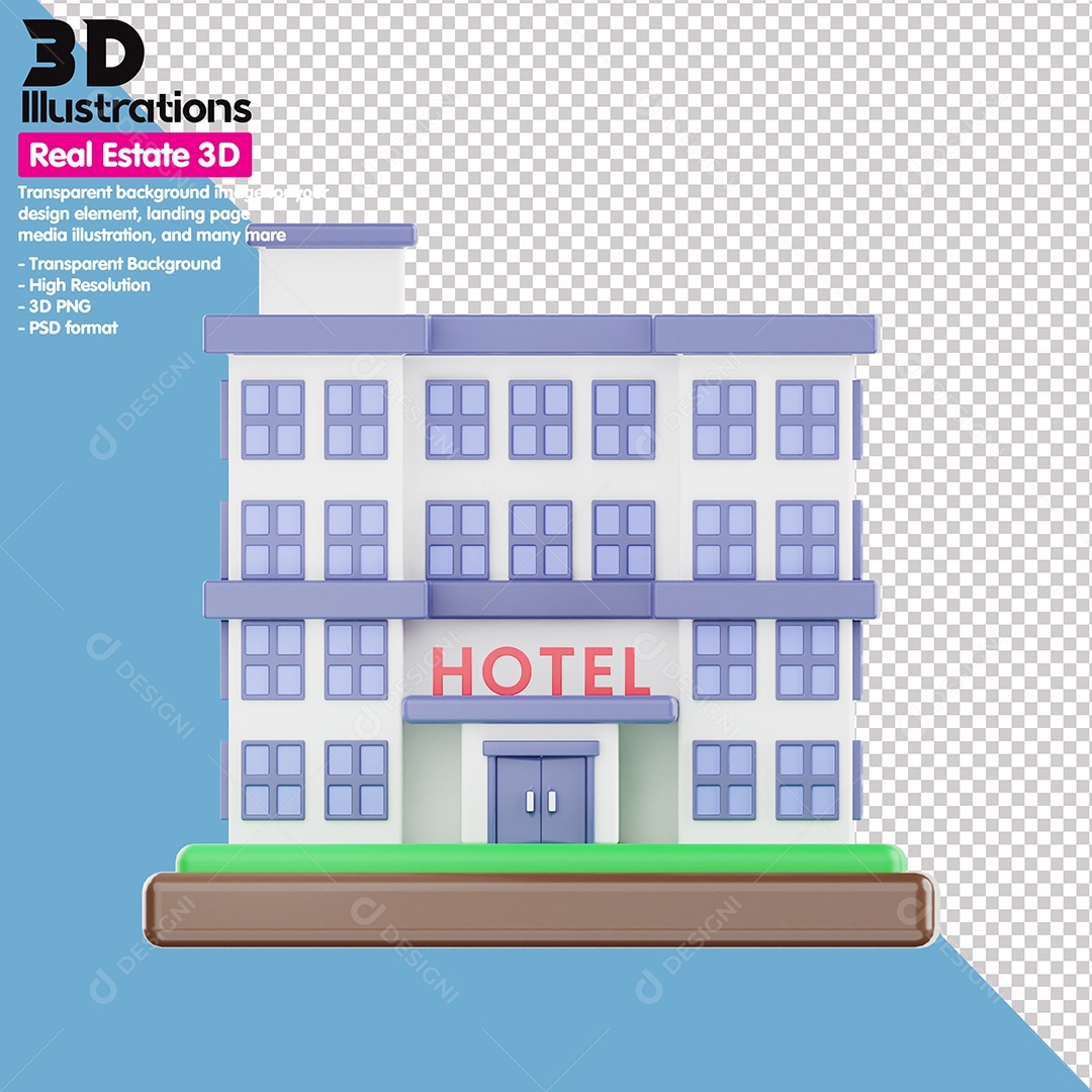 Hotel Elemento 3D Para Composição PSD