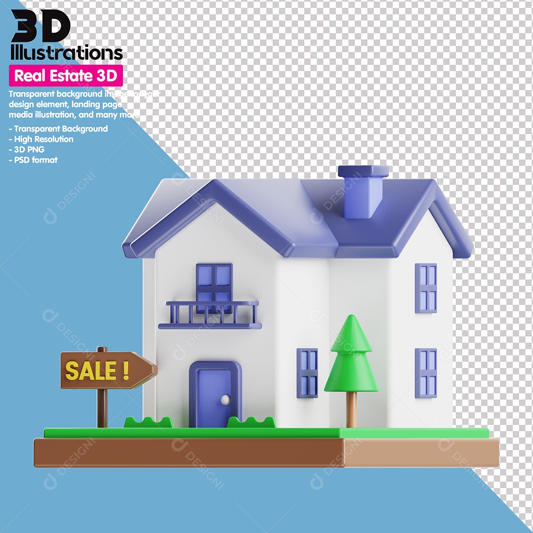 Oferta De Imóvel  Elemento 3D Para Composição PSD