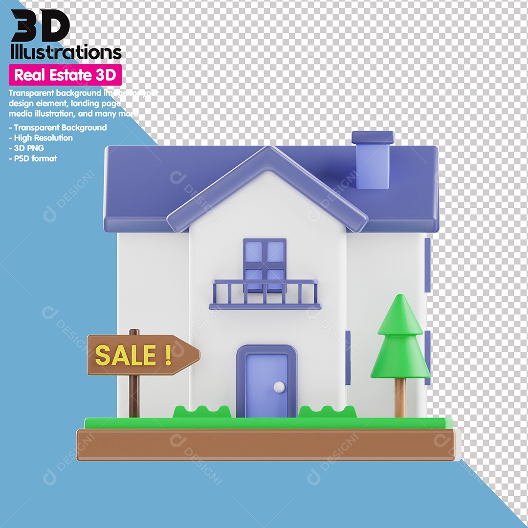 Oferta De Imóvel  Elemento 3D Para Composição PSD