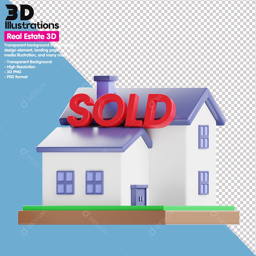 Imóvel Vendido Elemento 3D Para Composição PSD