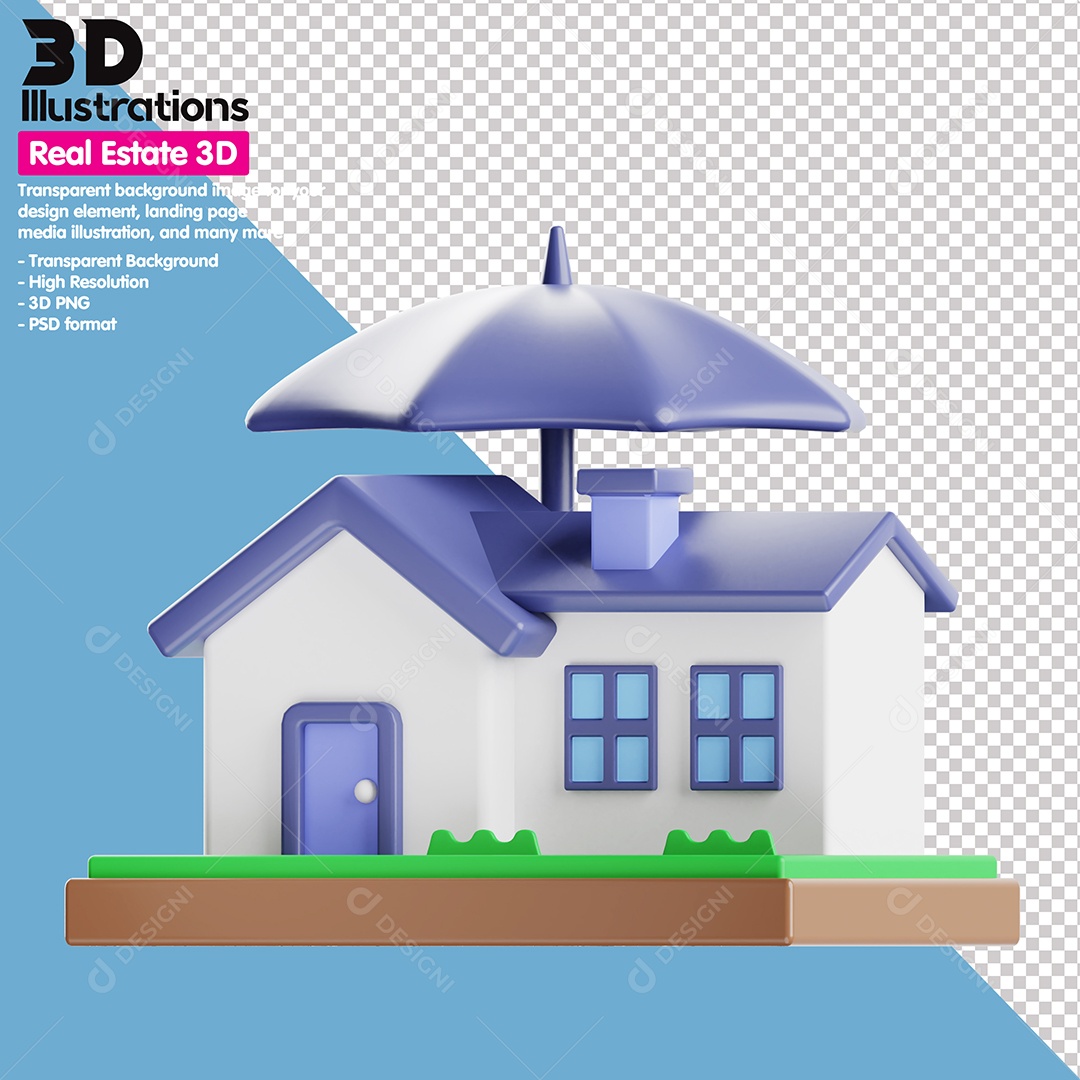 Seguro Residencial Elemento 3D Para Composição PSD