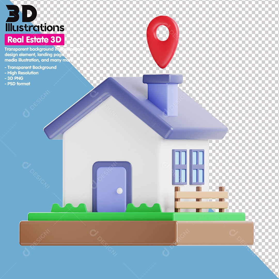 Localização De Imóvel  Elemento 3D Para Composição PSD