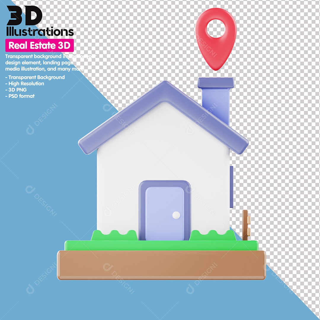 Localização De Imóvel  Elemento 3D Para Composição PSD