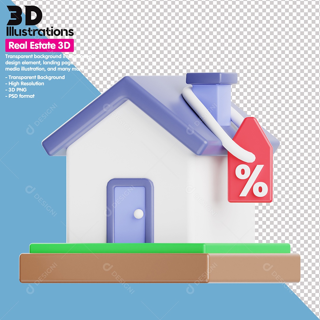 Imóvel Com Desconto Elemento 3D Para Composição PSD