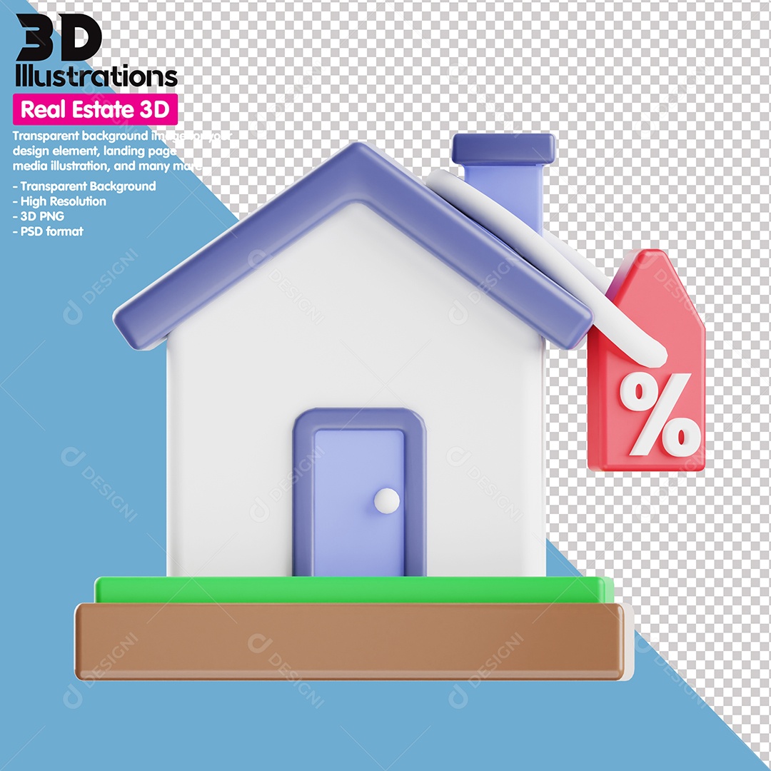 Imóvel Com Desconto Elemento 3D Para Composição PSD