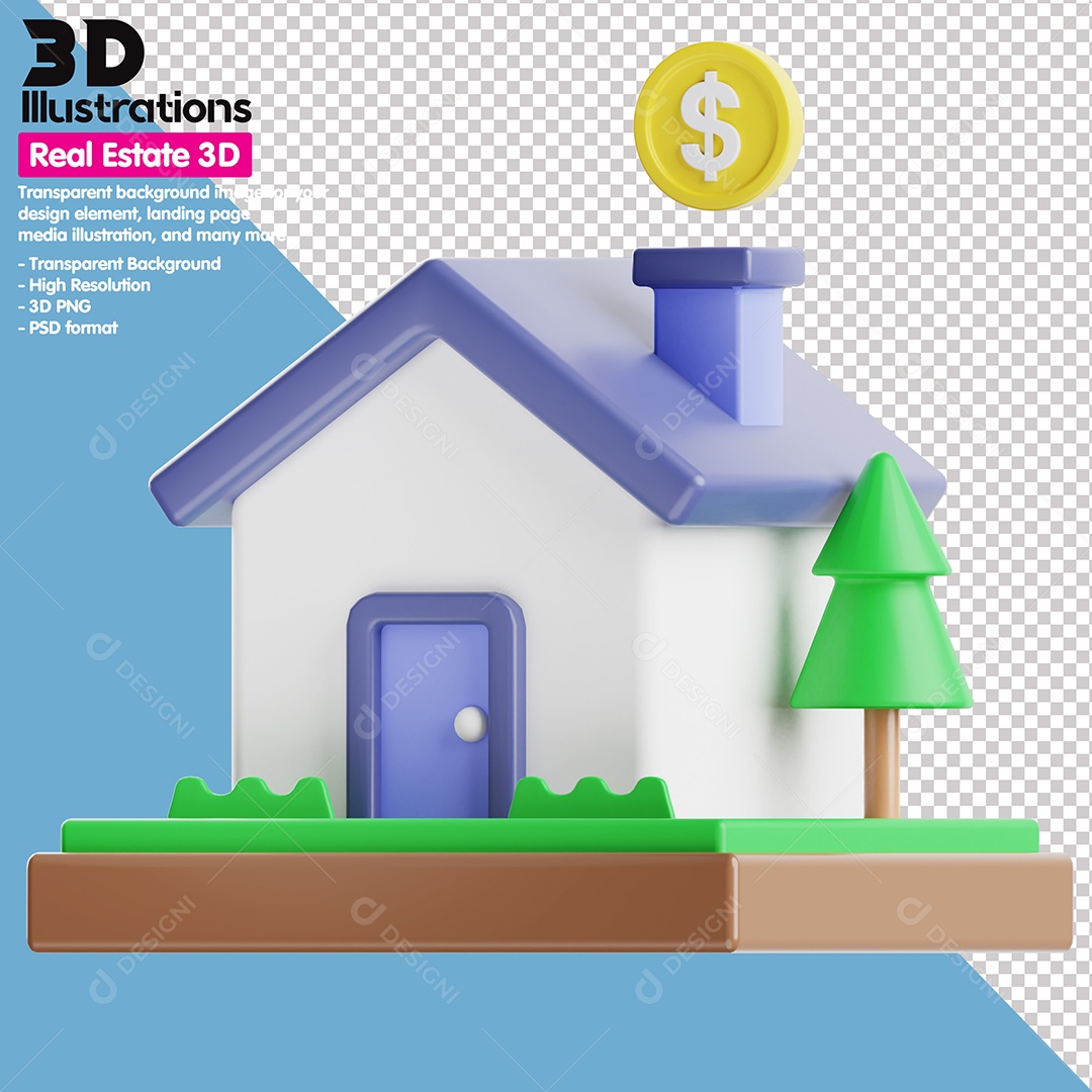 Lucro De Imóveis Elemento 3D Para Composição PSD