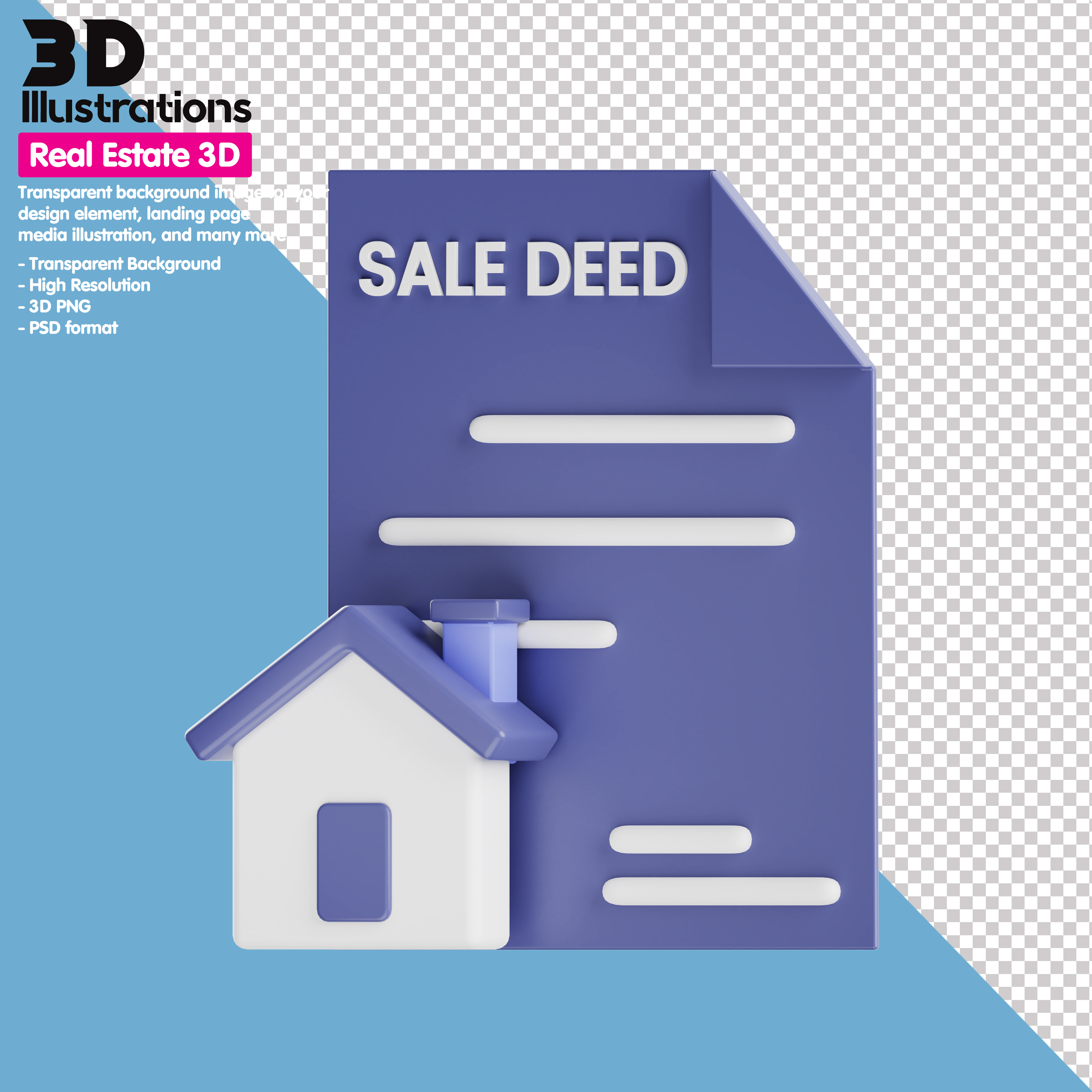 Escritura De Venda Elemento 3D Para Composição PSD