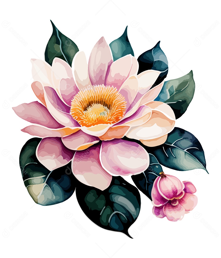 Desenho De Flor Em Aquarela Desenhada Á Mão Vetor EPS