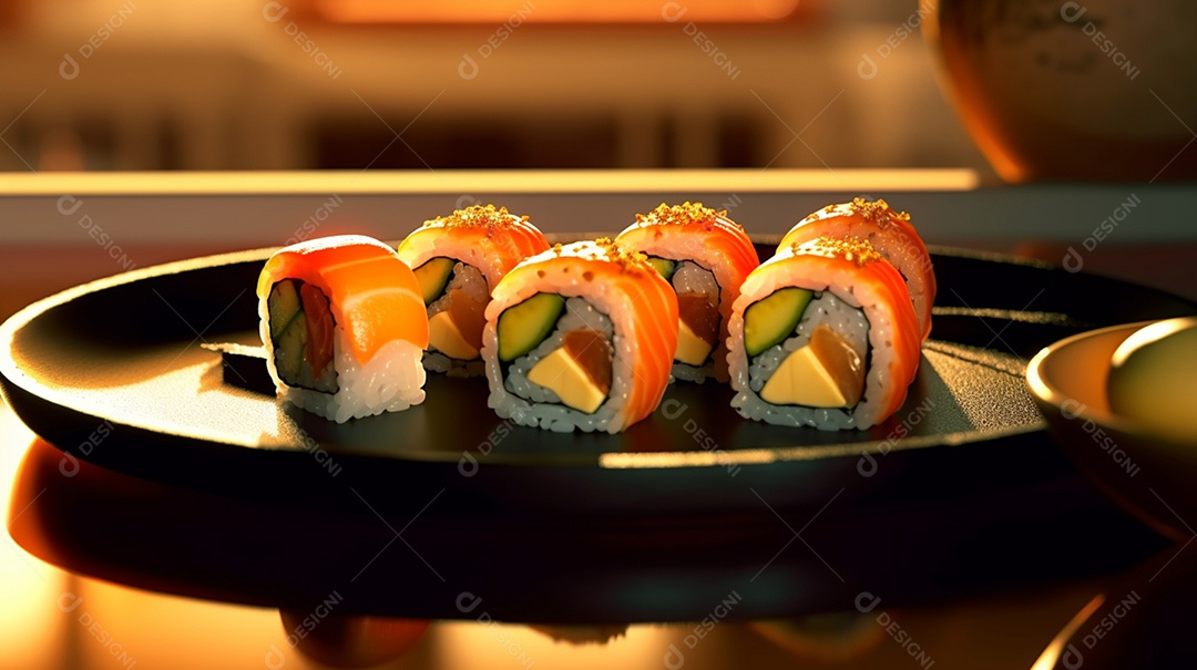 Comida Japonesa Sushi Sobre A Mesa