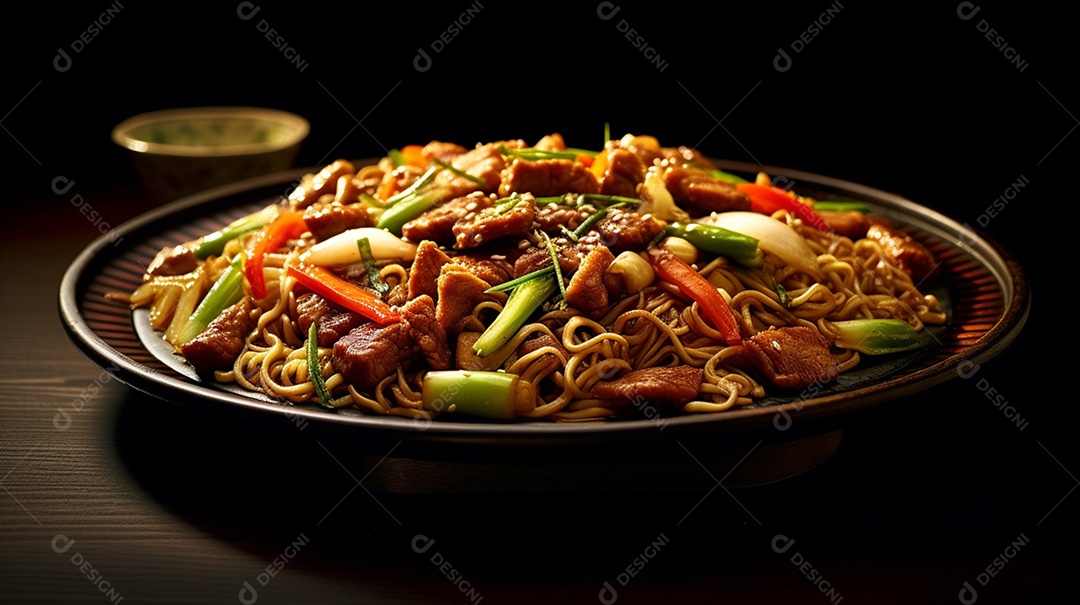 Prato de comida japonesa Yakisoba