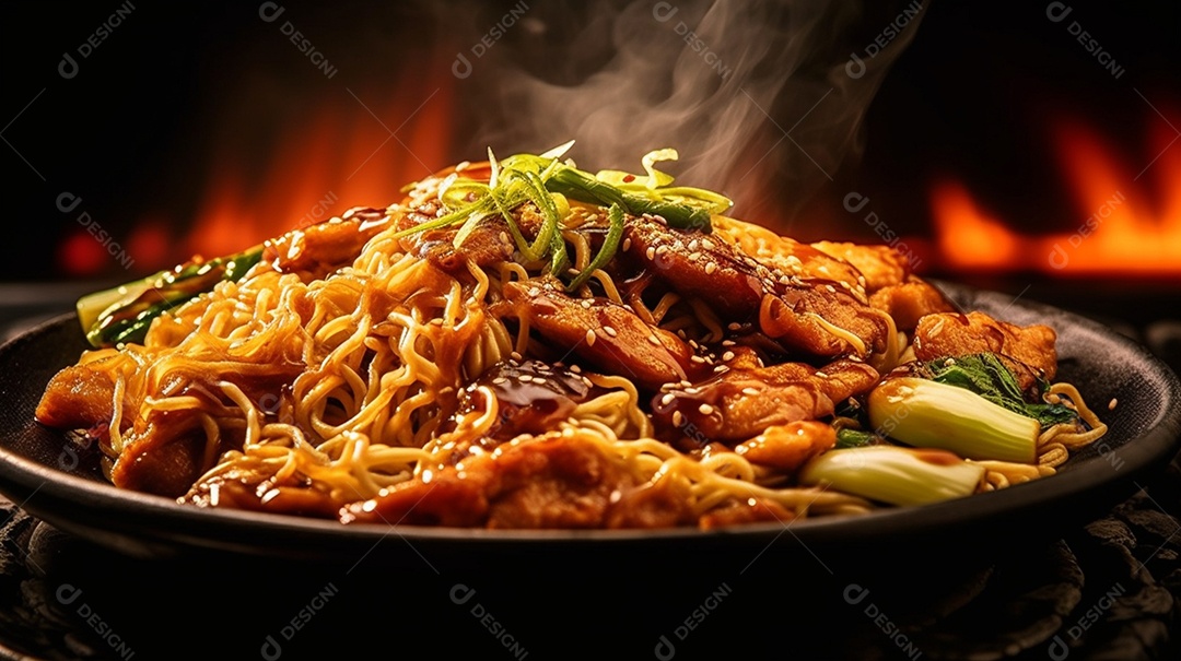 Prato de comida japonesa Yakisoba