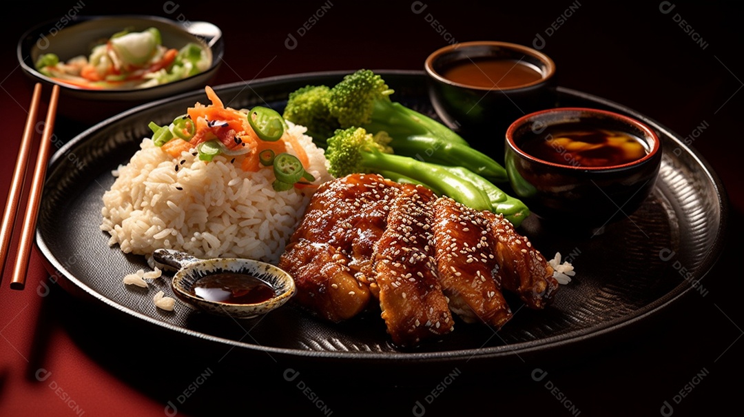 Prato de comida sobre uma mesa de restaurante