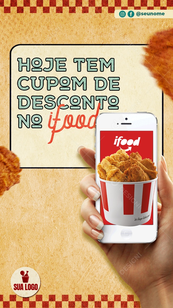 Story Hoje Tem Cupom de Desconto no Ifood Social Media PSD Editável