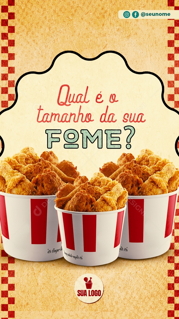 Qual Tamanho da Sua Fome Social Media PSD Editável