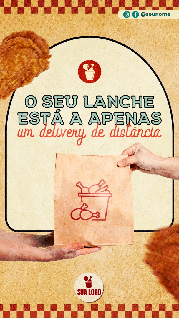 Story O Seu Lanche Está a Apenas Um Delivery Social Media PSD Editável