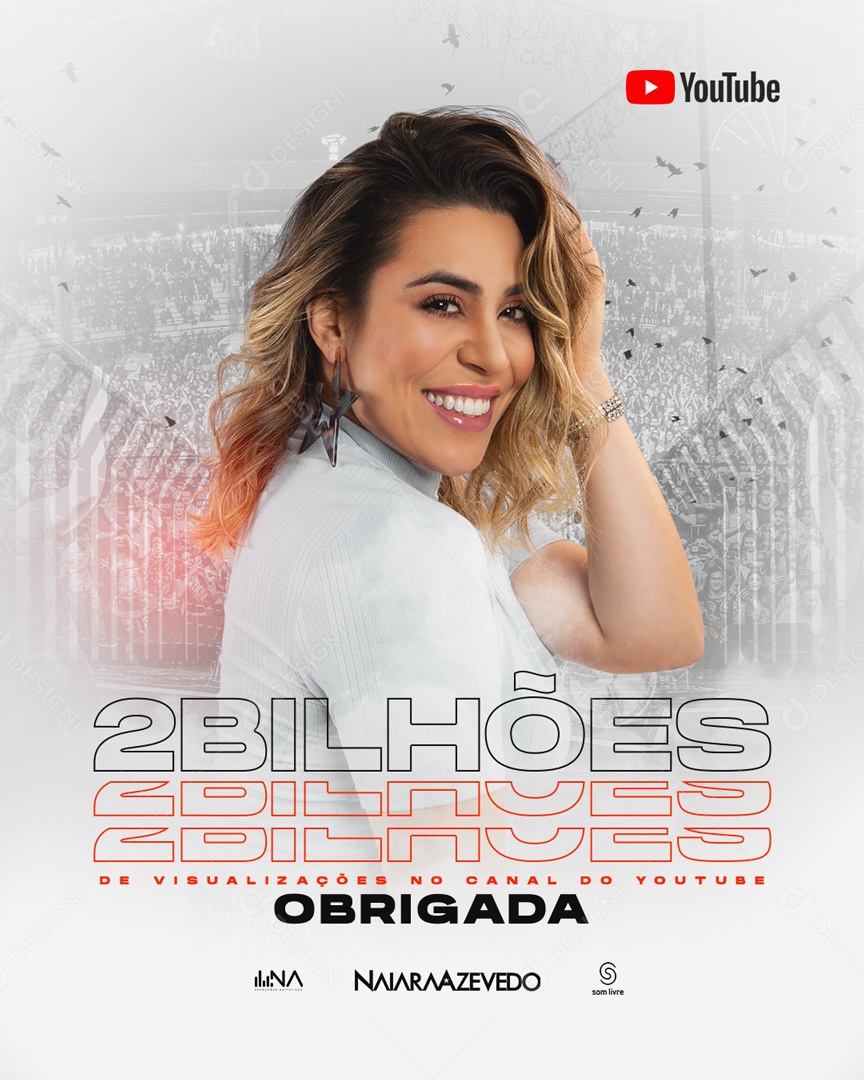 Flyer Feed Nayara Azevedo 2 Bilhões De Visualização Youtube Social Media PSD Editável