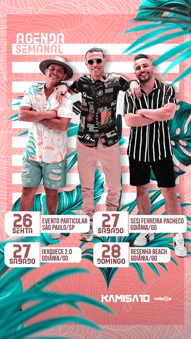 Social Media Flyer Story Agenda Semanal Kamisa 10 Pagode PSD Editável